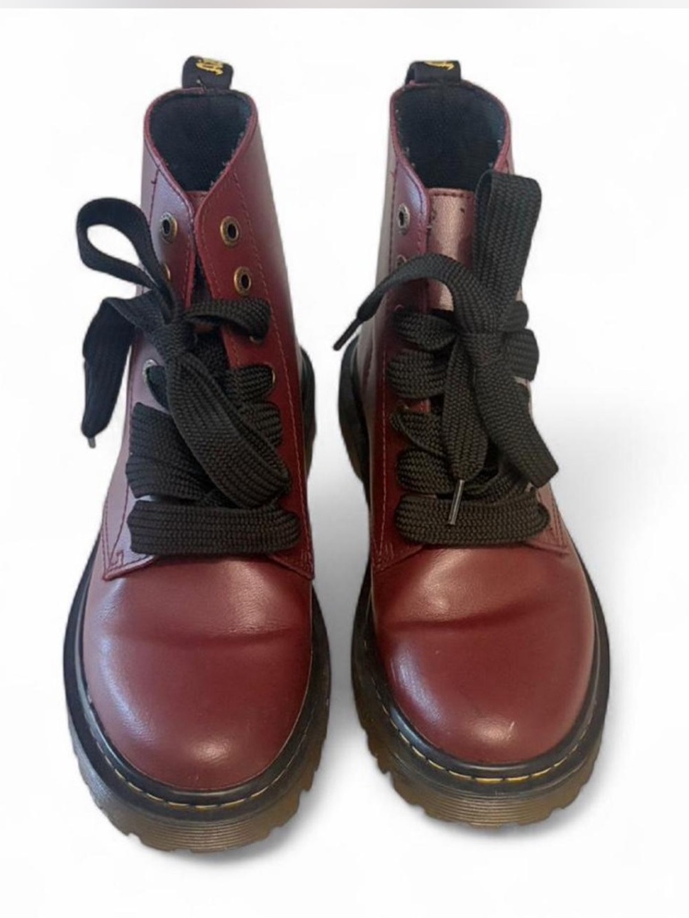 Burgundy Dr. Marten  Leather Lace-Up  Boots
